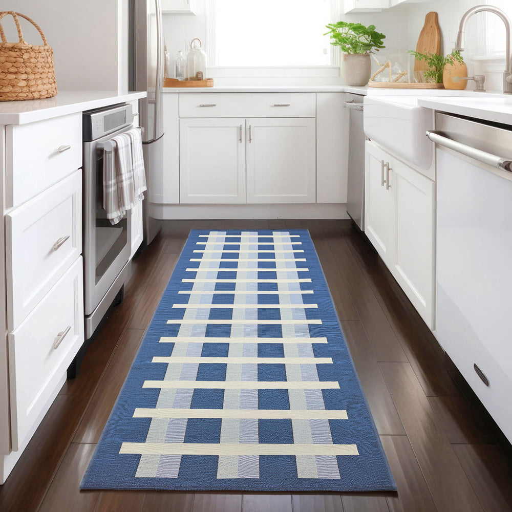 Vista Lattice Blue Runner Rug