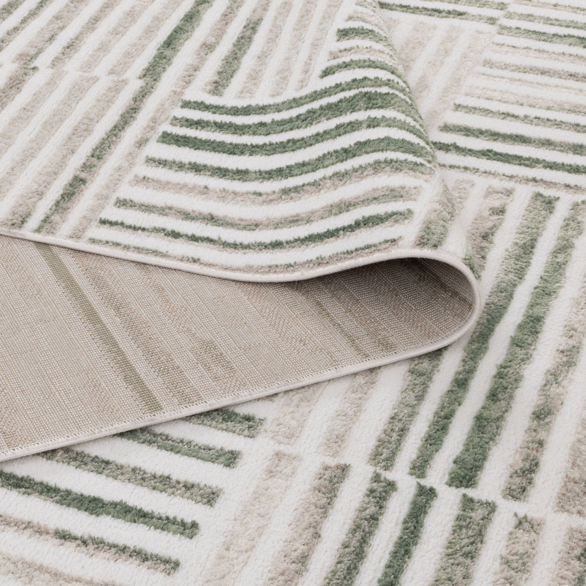 Wellington Geometric Lines Green Rug - W005