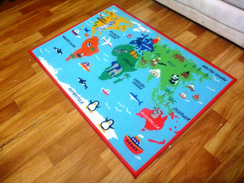 World Map Educational Rugs 133x180cm Kids Activity PlayMat