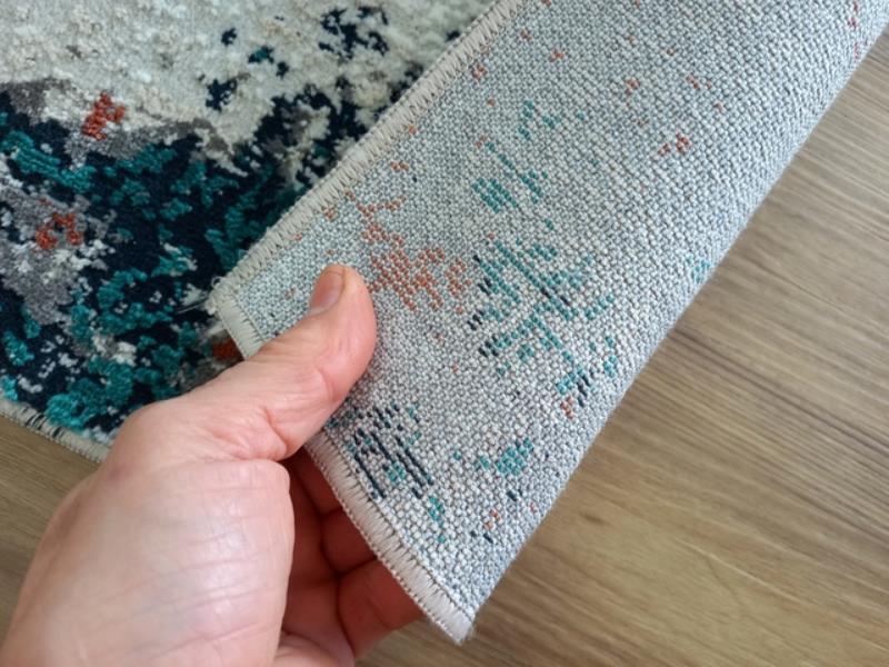 Transitional Design Coastal Grey Emerald Terracotta Area Rug