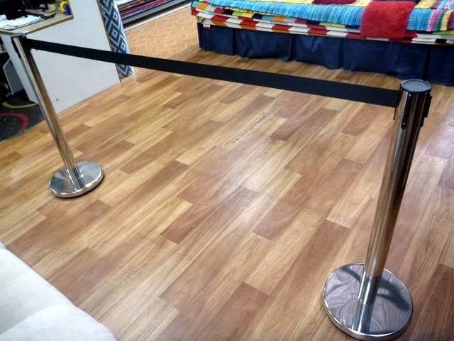 Stainless Steel Bollard Stand Queue Barrier With 1.8m Black Retractable Webbing Crowd Control