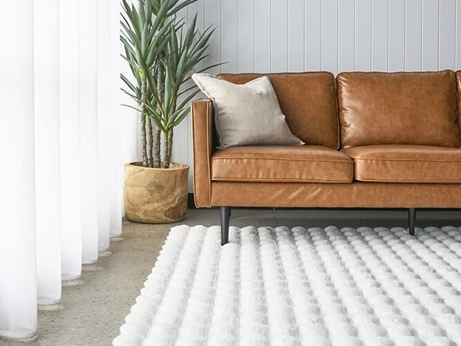 White Washable Ripple Rugs – Super Soft 20mm Thick High-Low Luxury Floor Rugs in Rectangle & Round
