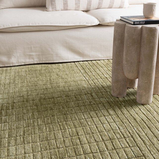 Stunning Contemporary Carved Light Olive Green Opulence Area Rugs