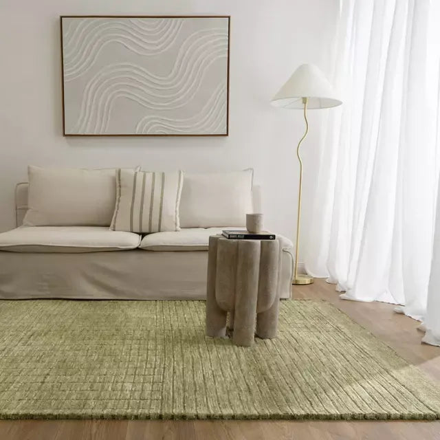 Stunning Contemporary Carved Light Olive Green Opulence Area Rugs