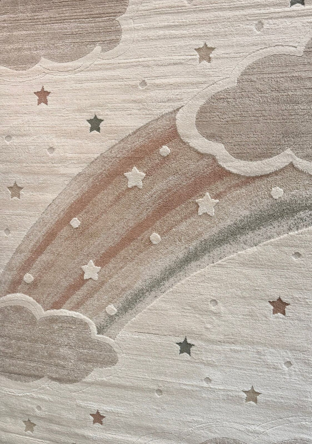 Kids Super Soft Feel Cream Beige Rainbow Dreamscape 14mm Thick Childrens Rugs