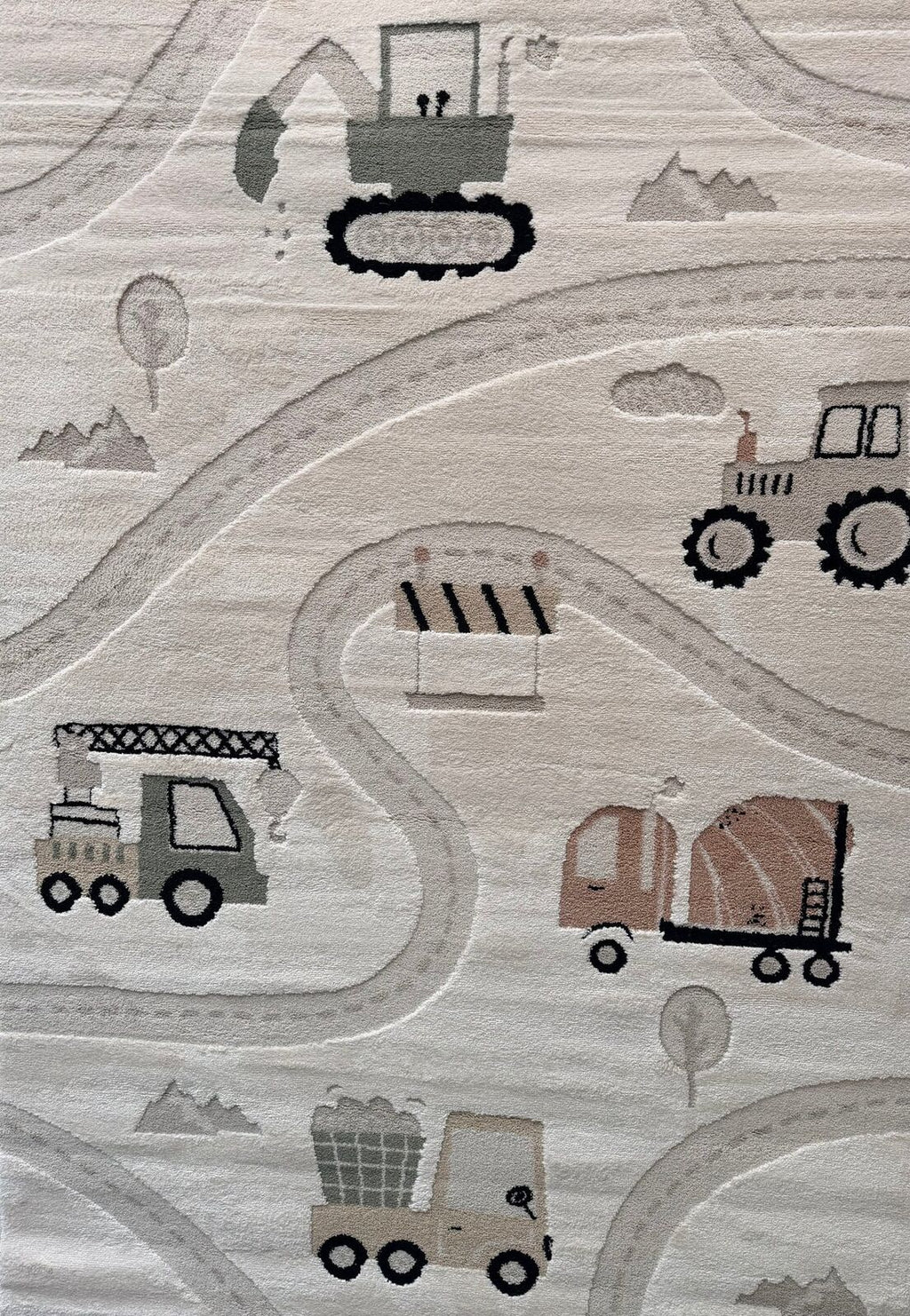 Kids Super Soft Feel Cream Beige Car Roads Dreamscape 14mm Thick Childrens Rugs