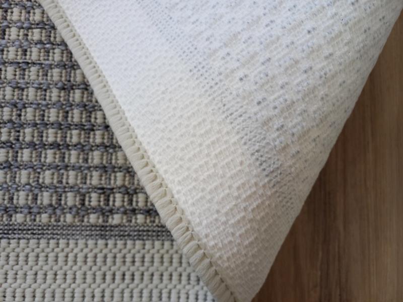 Clearance Hall Runners Flatweave Dahab Silver Grey Cream Rubber Backed End of Roll Edged