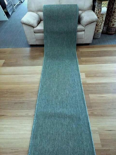 Hall Runner Flatweave 67 or 80cm wide Dahab Plain Design Green Rubber Backed By the Meter