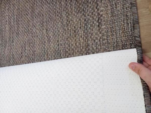 Clearance Hall Runners Flatweave Dahab Plain Design Taupe Linen Rubber Backed