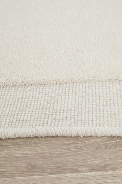Cream Sculptured Designer Corva Wool Floor Rug 12mm Thick