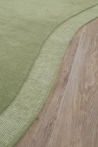 Green Sculptured Designer Corva Wool Floor Rug 12mm Thick