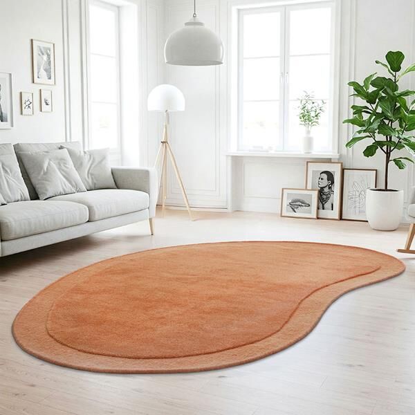 Terracotta Sculptured Designer Corva Wool Floor Rug 12mm Thick