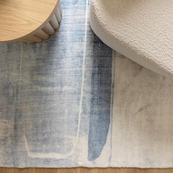 Non-Slip Washable Recyclable Luscious Abstract Blue Modern Woven Floor Rug