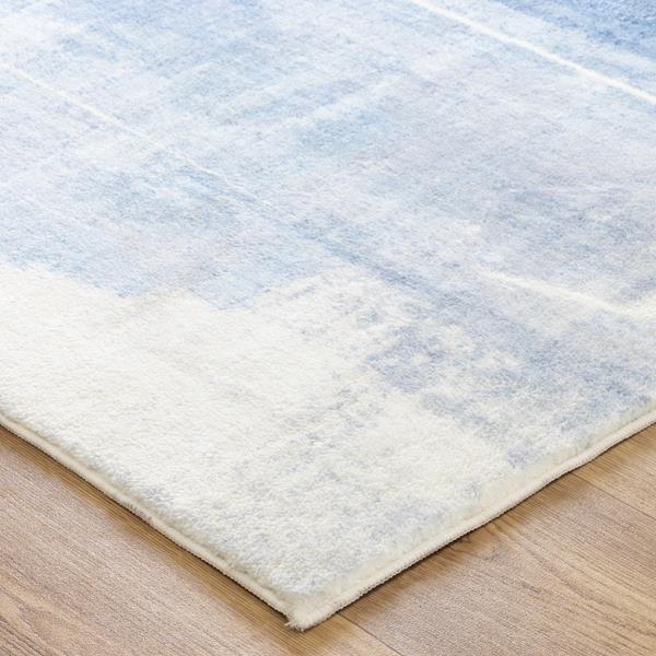 Non-Slip Washable Recyclable Luscious Abstract Blue Modern Woven Floor Rug