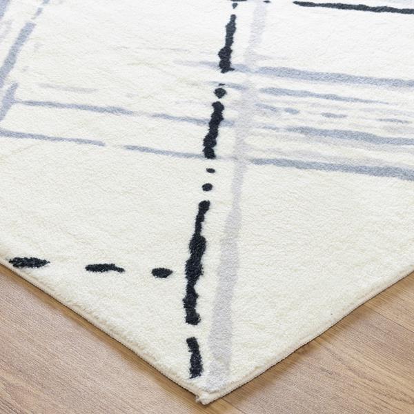 Non-Slip Washable Recyclable Luscious Cream Blue Modern Woven Floor Rug