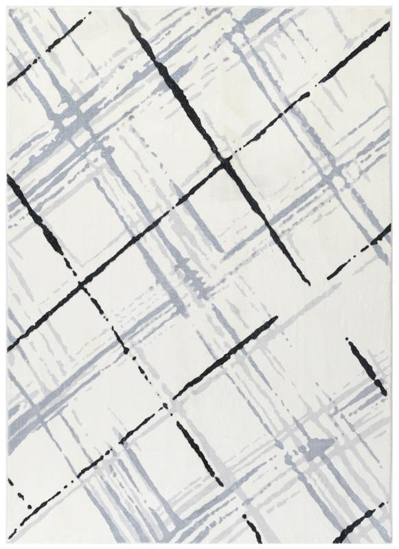 Non-Slip Washable Recyclable Luscious Cream Blue Modern Woven Floor Rug