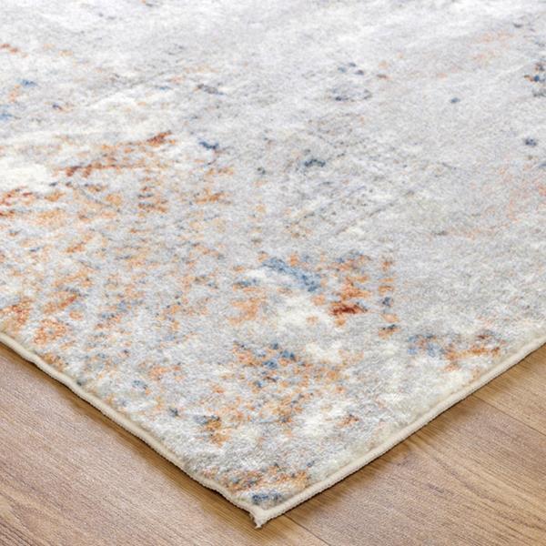 Non-Slip Washable Recyclable Luscious Grey Rust Blue Modern Woven Floor Rug