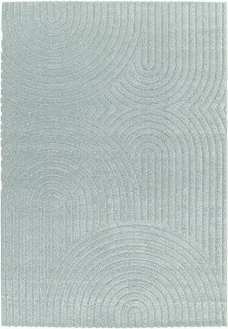 Contemporary Encompass Textured Slate Green Rake Lines Area Rug
