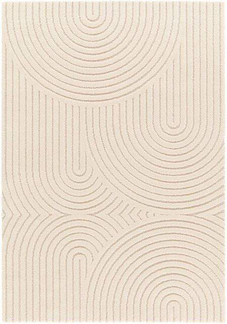 Contemporary Encompass Textured Cream Rake Lines Area Rug