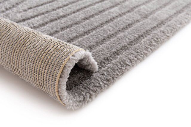 Contemporary Encompass Textured Slate Grey Rake Lines Area Rug