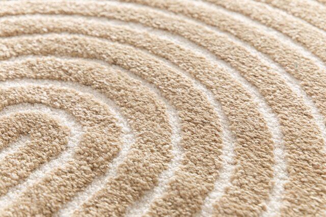 Contemporary Encompass Textured Beige Cream Rake Lines Area Rug