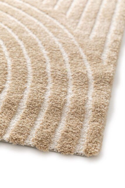 Contemporary Encompass Textured Beige Cream Rake Lines Area Rug
