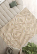 Contemporary Encompass Textured Beige Cream Rake Lines Area Rug