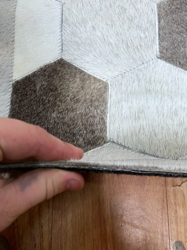 Hall Runner Patchwork Cowhide Hexagons 60x311cm Multi Coloured