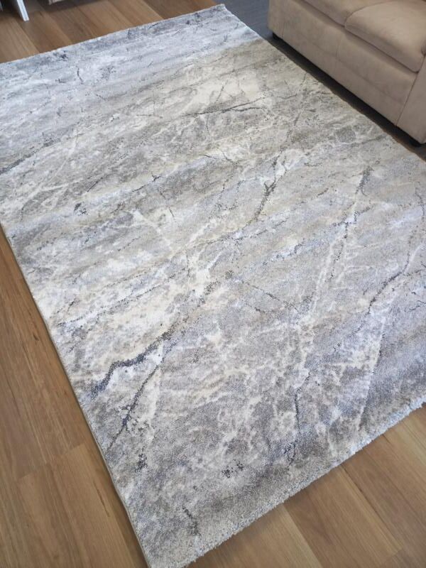 Saphire Cracks 20mm Thick Beige & Black High-Low Contemporary Designer Rugs