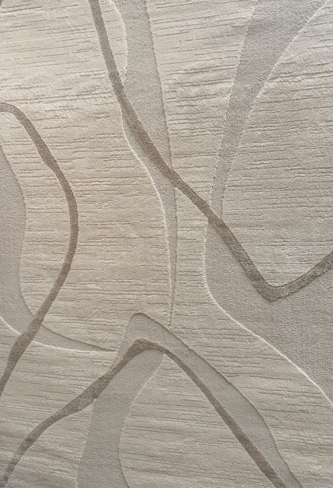 Super Soft Feel Cream Beige Carved Desire 14mm Thick Contemporary Floor Area Rugs