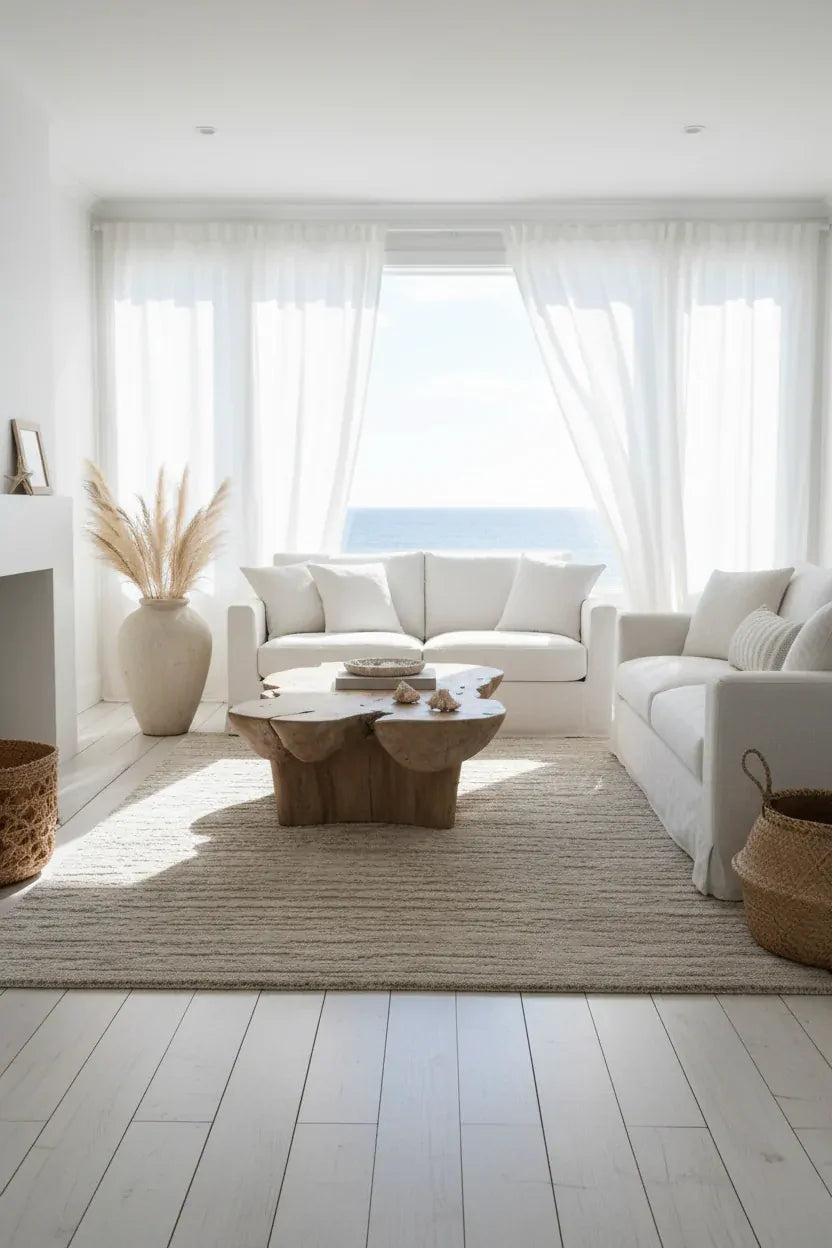 Super Soft Feel Cream Beige Horizontal Desire 14mm Thick Contemporary Floor Area Rugs