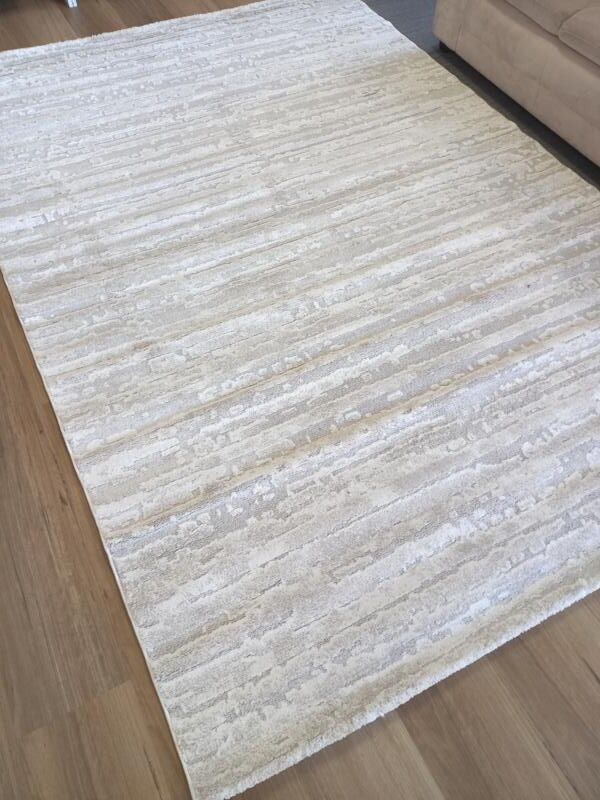 Super Soft Feel Cream Beige Horizontal Desire 14mm Thick Contemporary Floor Area Rugs