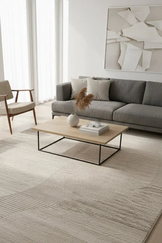 Super Soft Feel Cream Beige Mirror Desire 14mm Thick Contemporary Floor Area Rugs