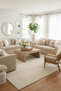 Super Soft Feel Cream Beige Lines Desire 14mm Thick Contemporary Floor Area Rugs