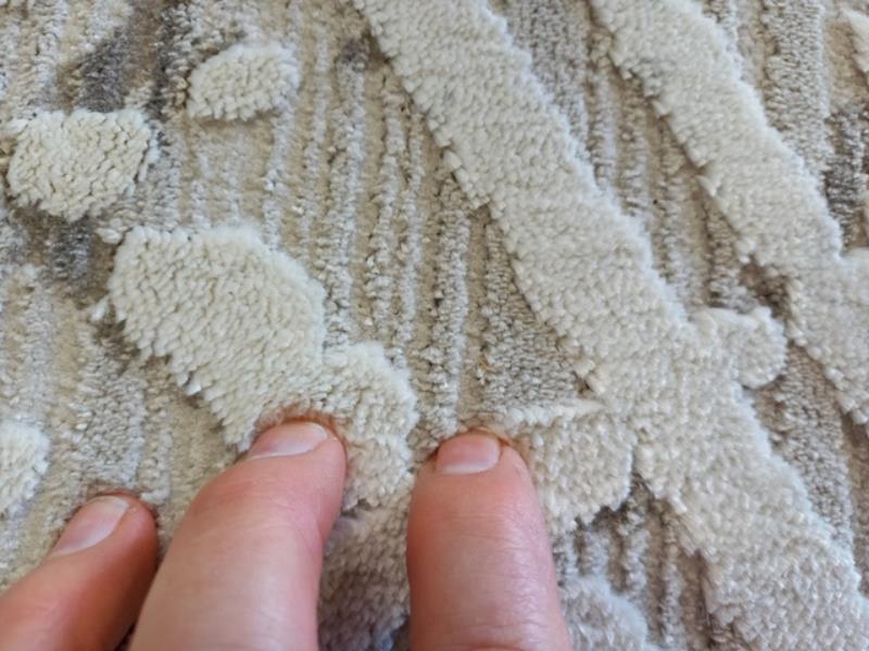 Super Soft Feel Fibers V Lines France Latte 10mm Thick Abstract Floor Area Rugs