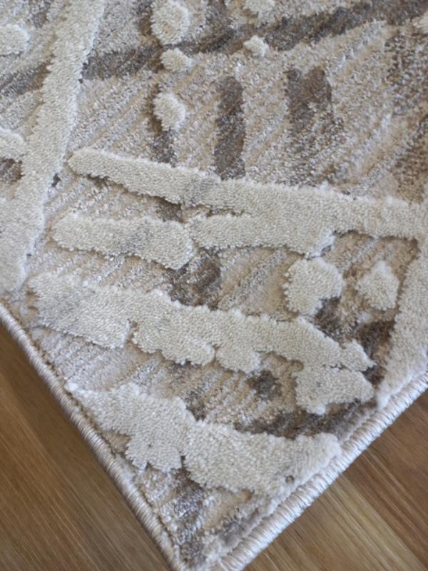 Super Soft Feel Fibers V Lines France Latte 10mm Thick Abstract Floor Area Rugs