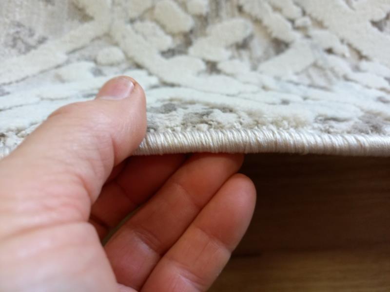 Super Soft Feel Fibers V Lines France Latte 10mm Thick Abstract Floor Area Rugs