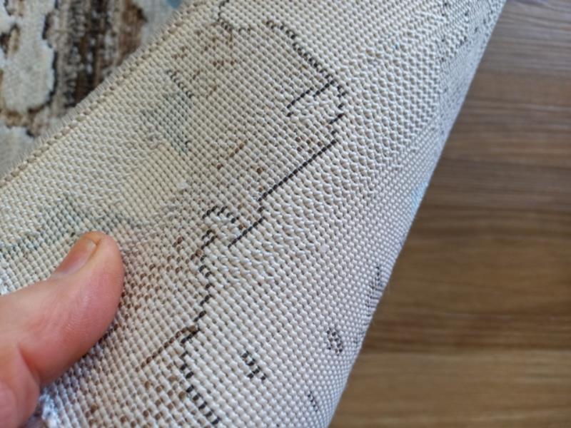 Super Soft Feel Fibers Worn Lines France Cream Blue 10mm Thick Abstract Floor Area Rugs