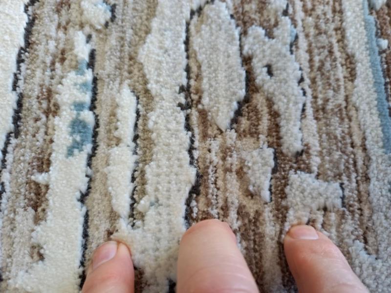 Super Soft Feel Fibers Worn Lines France Cream Blue 10mm Thick Abstract Floor Area Rugs
