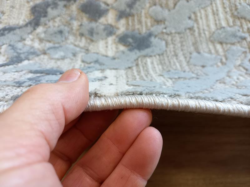Super Soft Feel Fibers V Lines France Grey Cream 10mm Thick Abstract Floor Area Rugs