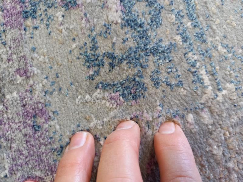 Soft Feel Fibers Worn Abstract Look Grey Blue Purple 10mm Thick Floor Area Rugs