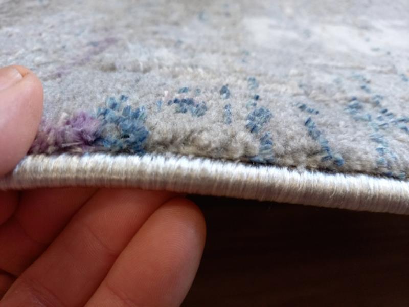 Soft Feel Fibers Worn Abstract Look Grey Blue Purple 10mm Thick Floor Area Rugs