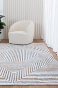 Luscious n Thick Geometric Cream Grey Modern Woven Serendipity 15mm Thick Floor Rug