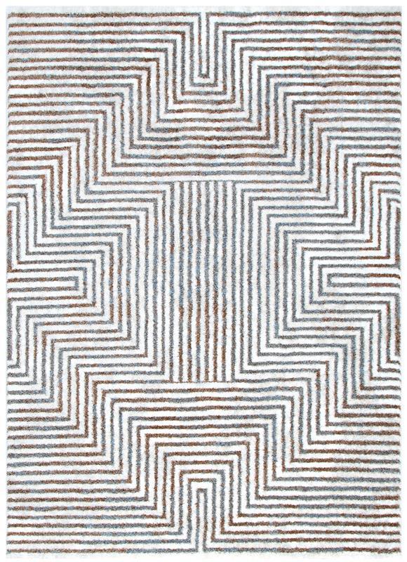 Luscious n Thick Geometric Cream Grey Modern Woven Serendipity 15mm Thick Floor Rug