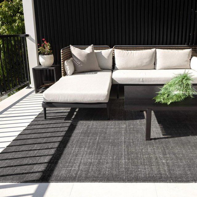 Luxury Indoor Outdoor Recycled Polyester Haven Grey Floor Rug