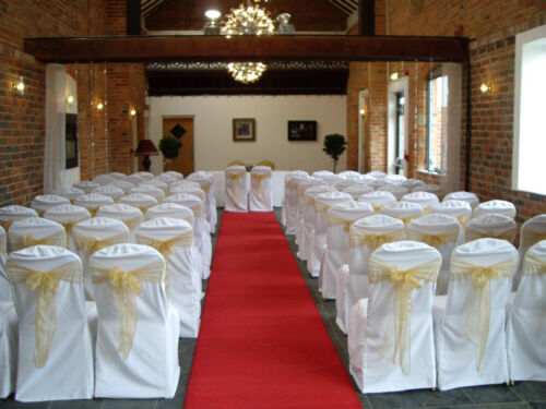 Hire of Red Rubber Backed Carpet Runner 1.35m x 6m, 8m, 10m or 12m long for Weddings or Events