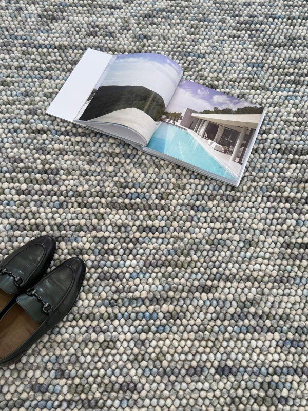 Soft Feel Arlo Ball Pile Blue Multi 20mm Thick Wool n Nylon Floor Area Rugs
