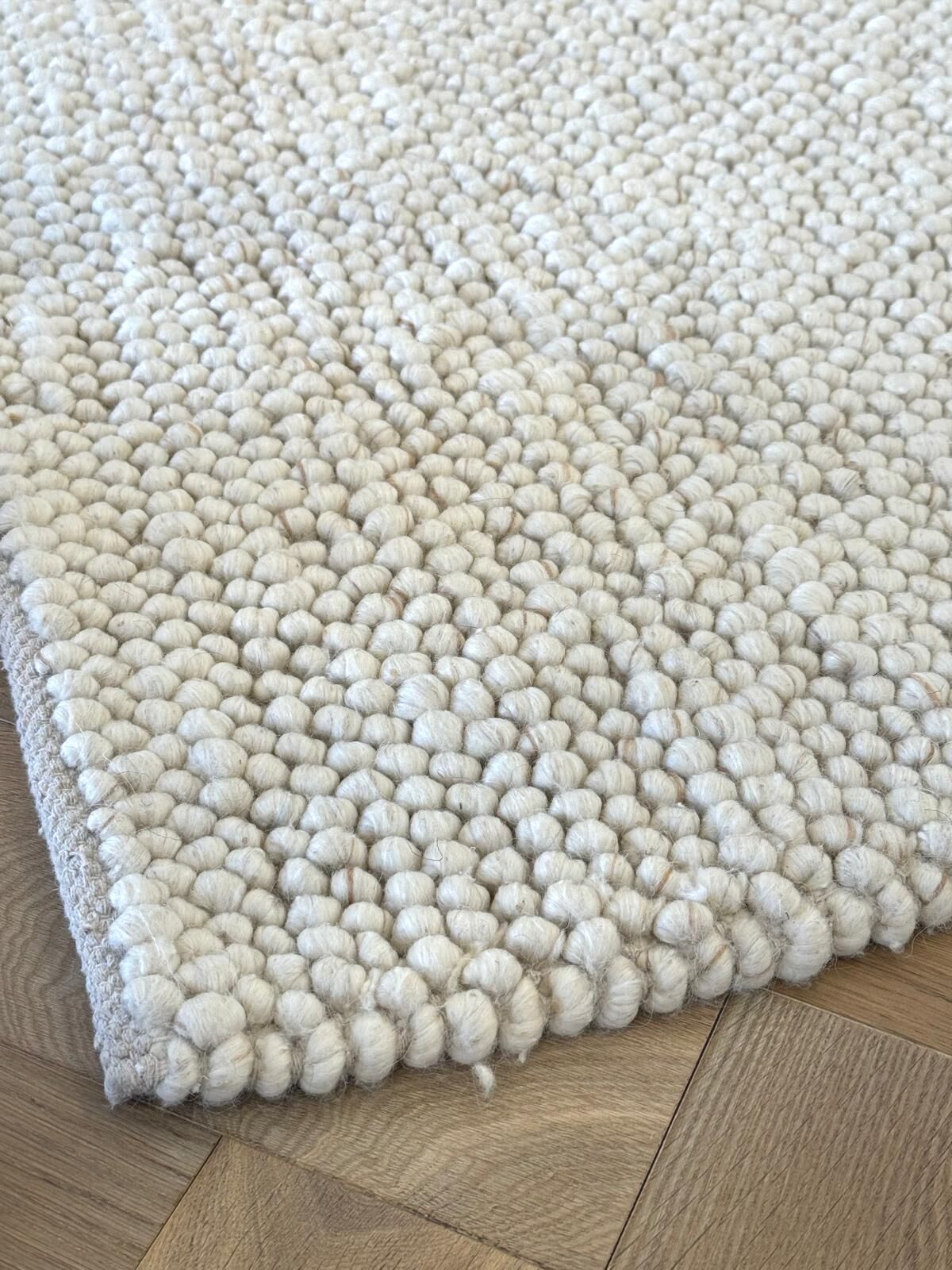 Soft Feel Arlo Ball Pile Cream 20mm Thick Wool n Nylon Floor Area Rugs