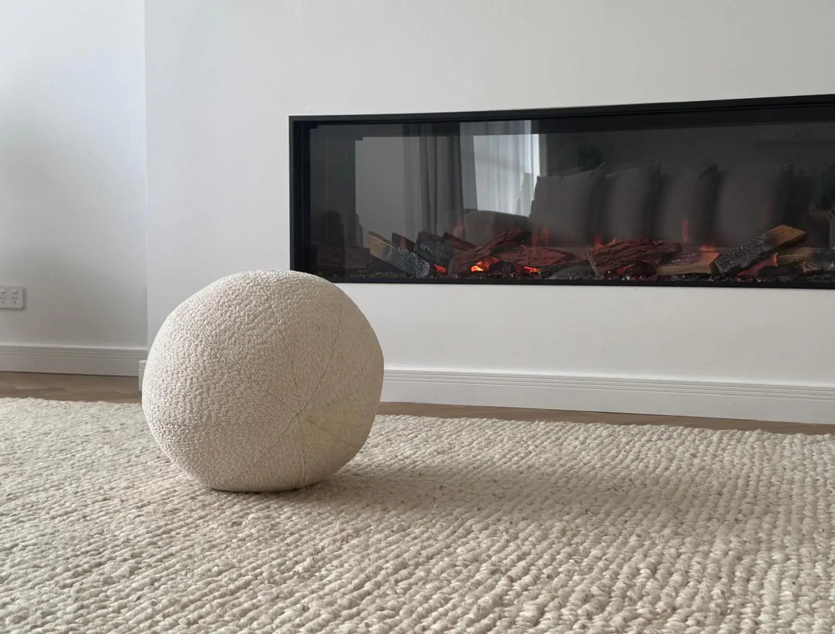 Soft Feel Arlo Ball Pile Cream 20mm Thick Wool n Nylon Floor Area Rugs