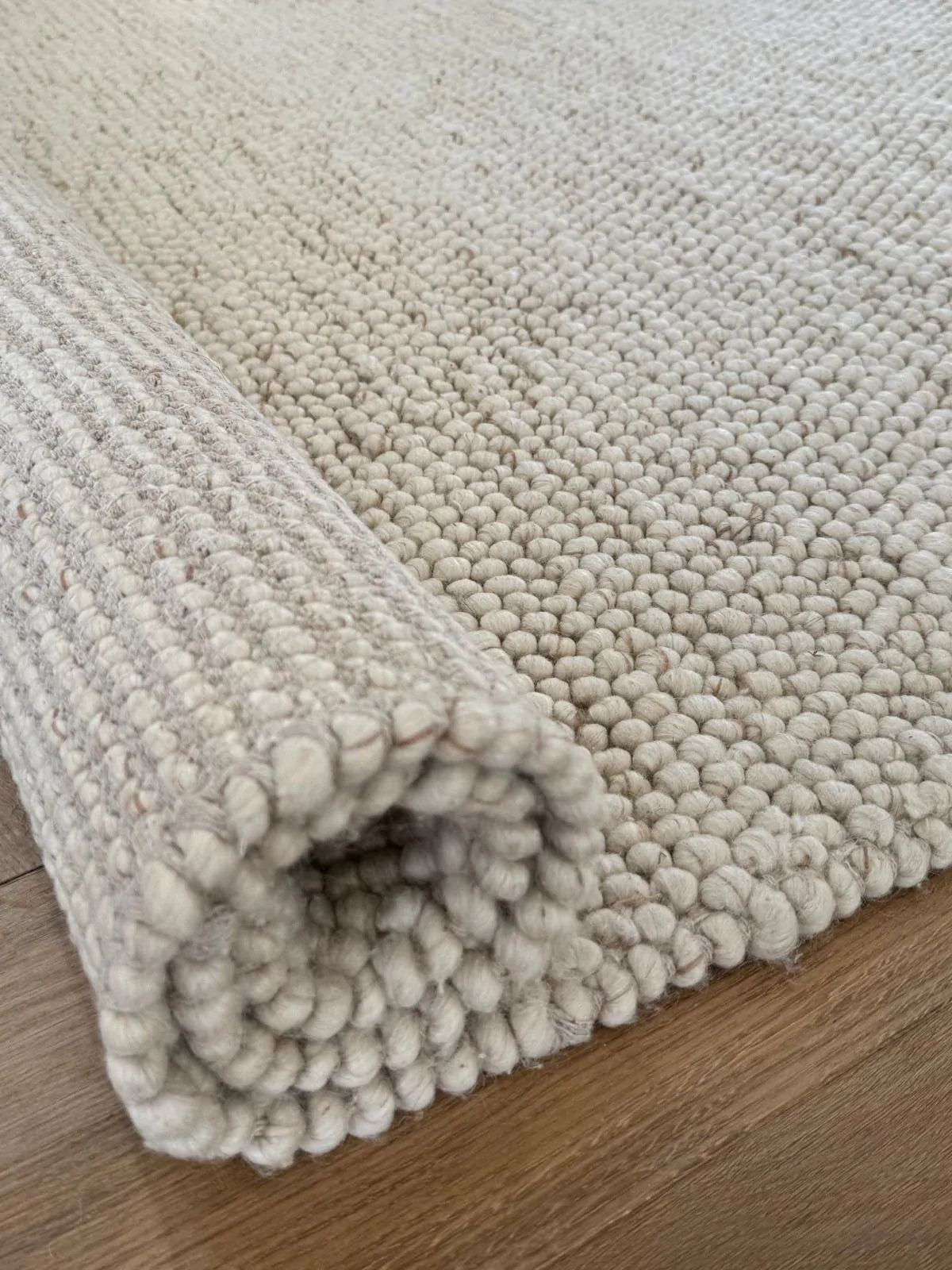 Soft Feel Arlo Ball Pile Cream 20mm Thick Wool n Nylon Floor Area Rugs